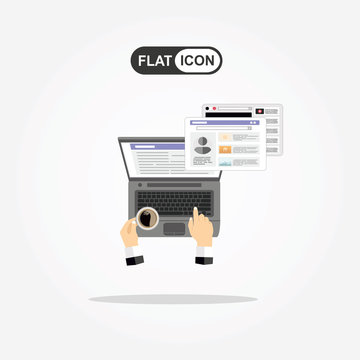 Llive chat. Technology Concept. Men's hand typing on keyboard laptop with mobile smartphone, Live Chat Chatting on application Communication Digital Web and social network Concept.