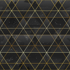 Gold triangle grid seamless pattern.