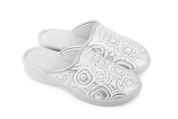 Pair of safety leather shoes isolated on white background with copy space.