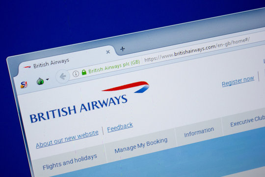 Ryazan, Russia - June 26, 2018: Homepage of BritishAirways website on the display of PC. URL - BritishAirways.com.