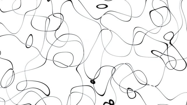 Art design black graphic random shape sketch drawing animation chaos on a white minimal background - loop