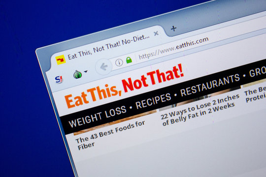 Ryazan, Russia - June 26, 2018: Homepage of EatThis website on the display of PC. URL - EatThis.com.