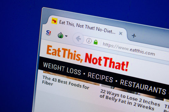 Ryazan, Russia - June 26, 2018: Homepage of EatThis website on the display of PC. URL - EatThis.com.
