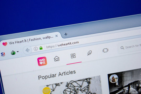 Ryazan, Russia - June 26, 2018: Homepage of Weheartit website on the display of PC. URL - Weheartit.com.
