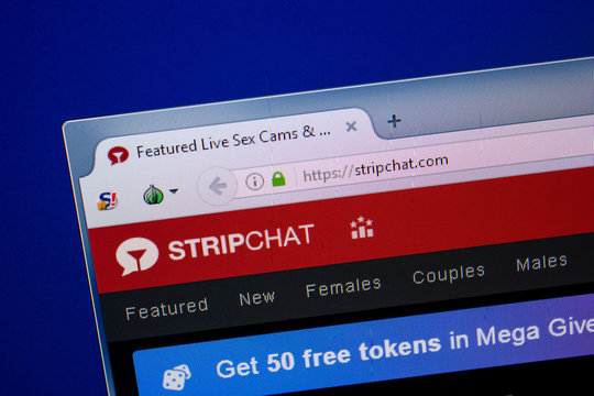 Ryazan, Russia - June 26, 2018: Homepage of StripChat website on the display of PC. URL - StripChat.com.