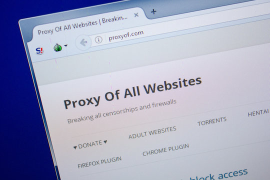 Ryazan, Russia - June 26, 2018: Homepage of ProxyOf website on the display of PC. URL - ProxyOf.com.