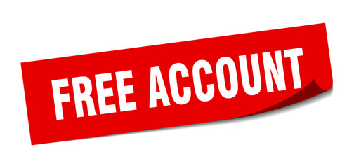 free account sticker. free account square sign. free account. peeler