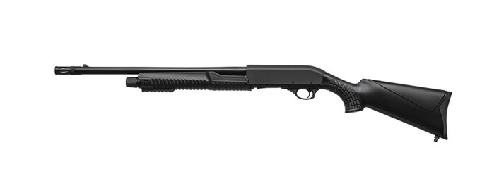 Modern semi-automatic tactical shotgun isolate on white background. Modern weapons on a light background.