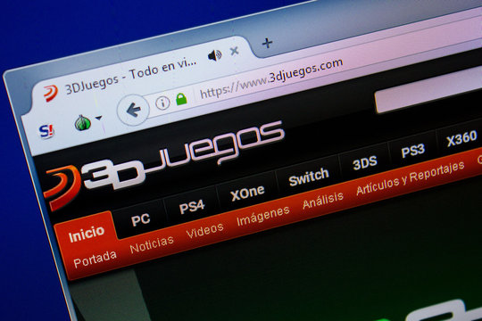 Ryazan, Russia - June 26, 2018: Homepage of 3djuegos website on the display of PC. URL - 3djuegos.com.
