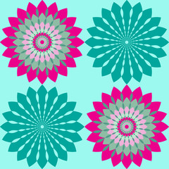 Fototapeta na wymiar Geometric floral background. Colorful circle flower vector illustration