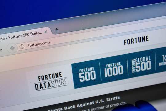 Ryazan, Russia - June 26, 2018: Homepage of Fortune website on the display of PC. URL - Fortune.com.