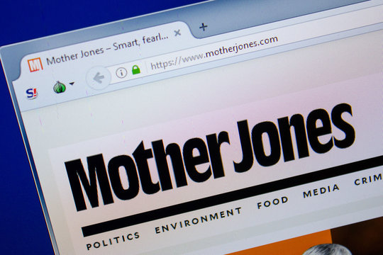 Ryazan, Russia - June 26, 2018: Homepage of MotherJones website on the display of PC. URL - MotherJones.com.