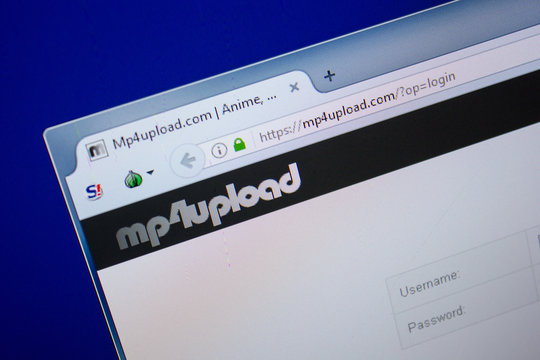 Ryazan, Russia - June 26, 2018: Homepage of Mp4upload website on the display of PC. URL - Mp4upload.com.