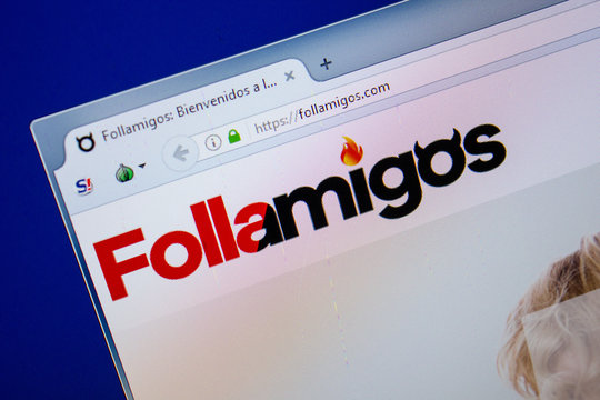 Ryazan, Russia - June 26, 2018: Homepage of FollAmigos website on the display of PC. URL - FollAmigos.com.