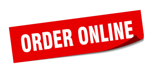 order online sticker. order online square sign. order online. peeler