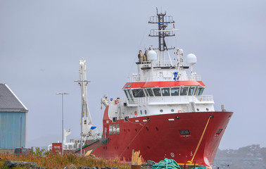 Offshore ship at quay in Brønnøysund, Nordland county	
