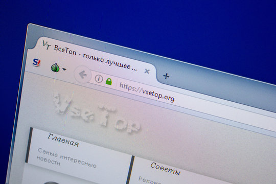 Ryazan, Russia - June 26, 2018: Homepage of VseTop website on the display of PC. URL - VseTop.com.