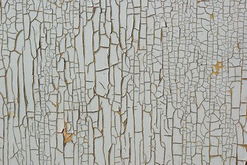 Textured wall panel with cracked white paint. Background for creativity.
