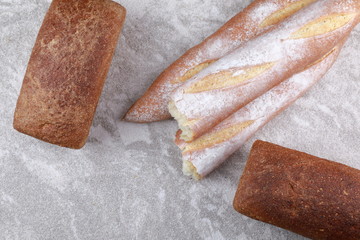 crispy appetizing baguette on the table