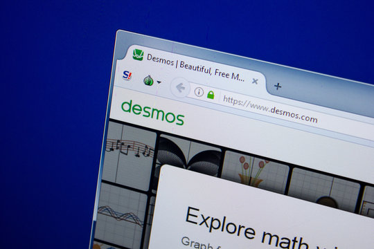 Ryazan, Russia - June 26, 2018: Homepage of Desmos website on the display of PC. URL - Desmos.com.