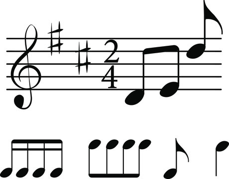 melody treble clef sharp notes signs line