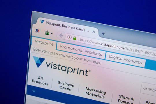Ryazan, Russia - June 26, 2018: Homepage of VistaPrint website on the display of PC. URL - VistaPrint.com.