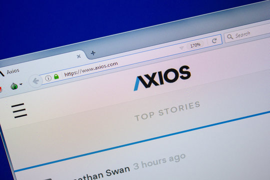 Ryazan, Russia - June 26, 2018: Homepage of Axios website on the display of PC. URL - Axios.com.