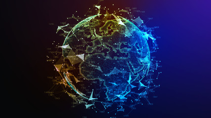 Earth Globe. Background with Light Effect. Global International Connectivity Background. 3D illustration.