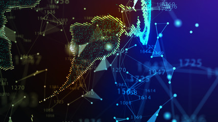 Concept of Network, internet communication. 3d illustration.