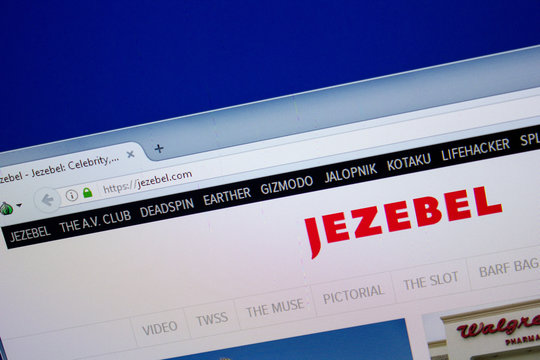 Ryazan, Russia - June 26, 2018: Homepage of Jezebel website on the display of PC. URL - Jezebel.com.