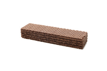 Sweet chocolate wafer biscuits isolated on white background