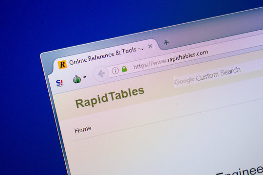 Ryazan, Russia - June 26, 2018: Homepage of RapidTables website on the display of PC. URL - RapidTables.com.