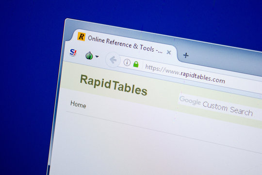 Ryazan, Russia - June 26, 2018: Homepage of RapidTables website on the display of PC. URL - RapidTables.com.