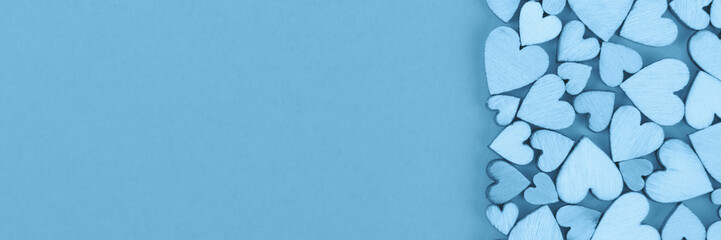 Saint Valentine background heart right and free space for lettering. Color blue.