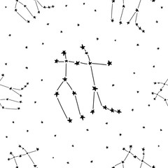 Constellation stars set horoscope decoration seamless pattern