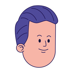 cartoon man with purple hair icon, colorful design