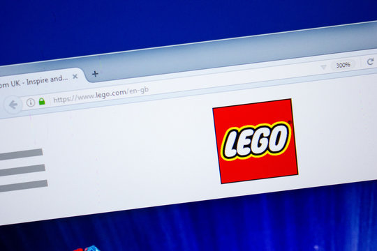 Ryazan, Russia - June 26, 2018: Homepage of Lego website on the display of PC. URL - Lego.com.