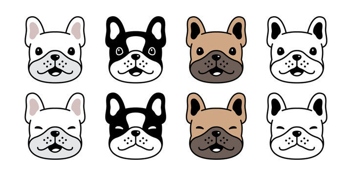 dog vector french bulldog icon face head smile pet puppy cartoon character symbol illustration doodle design