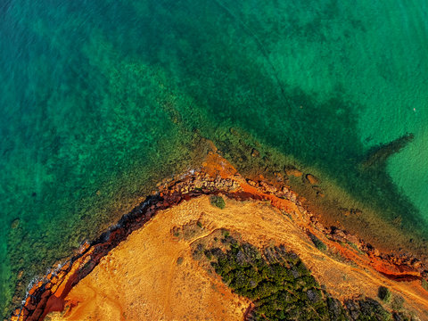 Aerial view of Croatian coast. Bilotinjak Beach in Zadar.