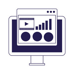 computer with web page window, flat design