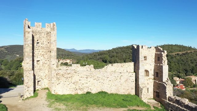 Aerial view of hill of Casteou, Castle of Hyeres (XIe), classified Historical Monument