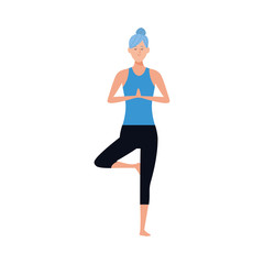 cartoon girl practicing yoga doing a pose