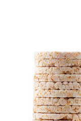Rice cakes isolated on a white background. Plain rice cakes.