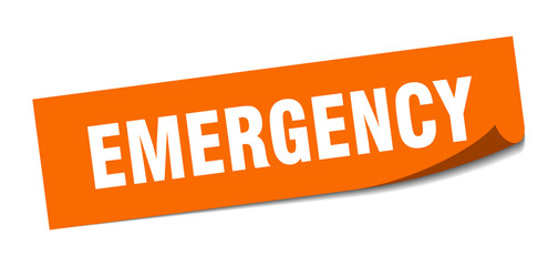 emergency sticker. emergency square sign. emergency. peeler