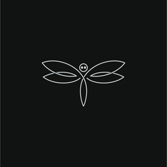 Dragonfly sign branding identity corporate vector line illustration