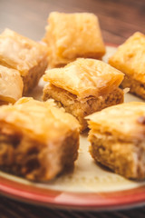 Turkish traditional snacks Pistachio Baklava