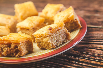 Turkish traditional snacks Pistachio Baklava