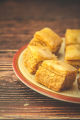 Turkish traditional snacks Pistachio Baklava