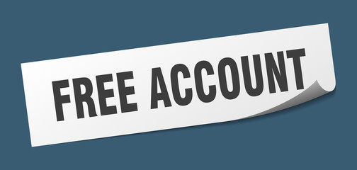 free account sticker. free account square sign. free account. peeler