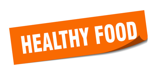 healthy food sticker. healthy food square sign. healthy food. peeler